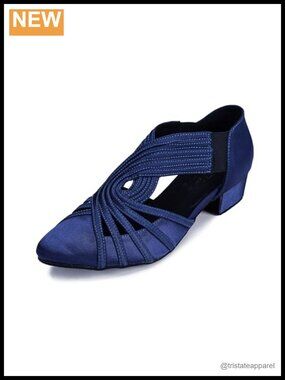 Women's Latin Ballroom Salsa Dance Shoes Suede Sole Closed Toe
